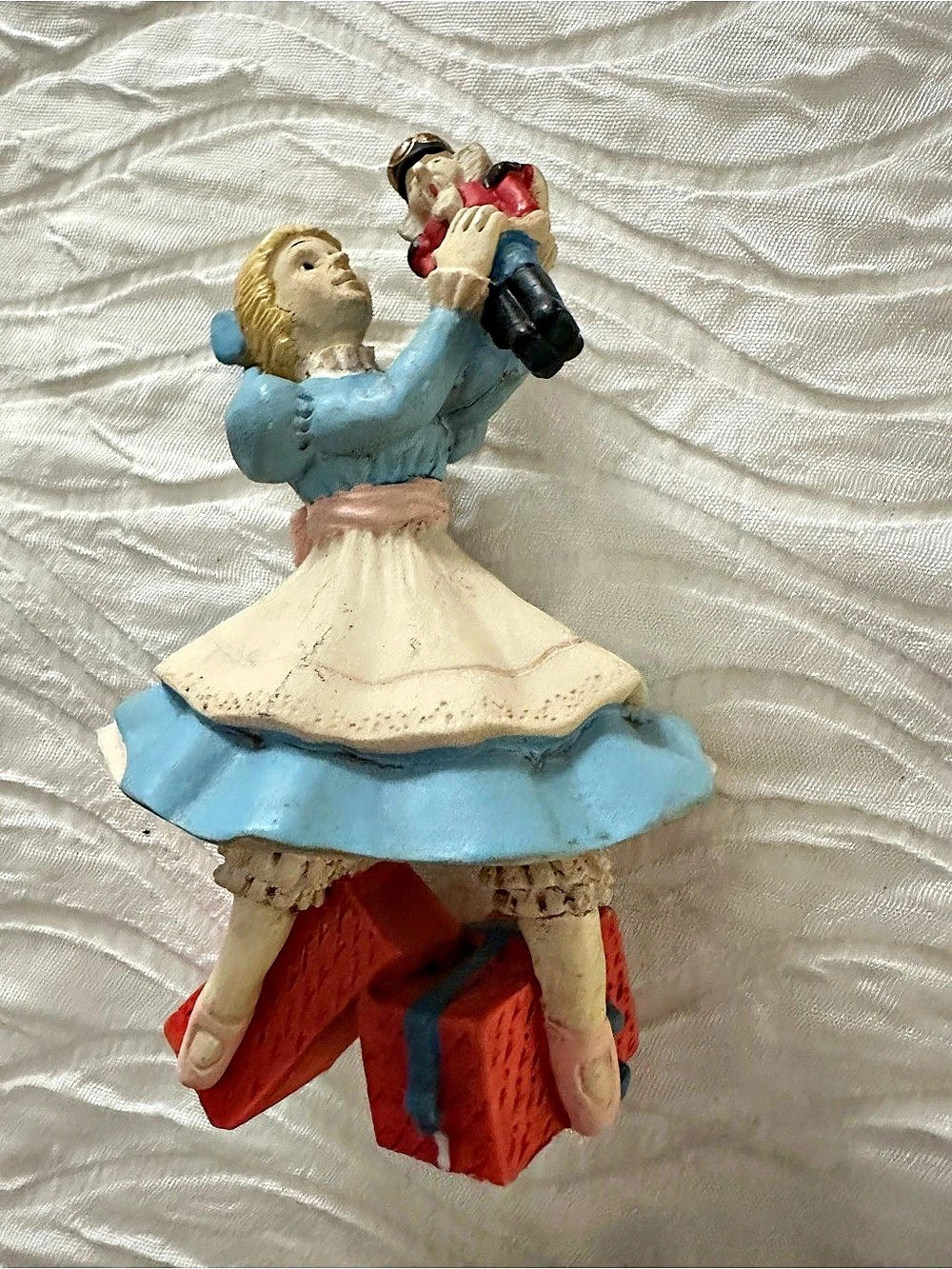 Vintage Nutcracker Figurine Decor Little girl holding soldier nutcracker 2.5x5.5